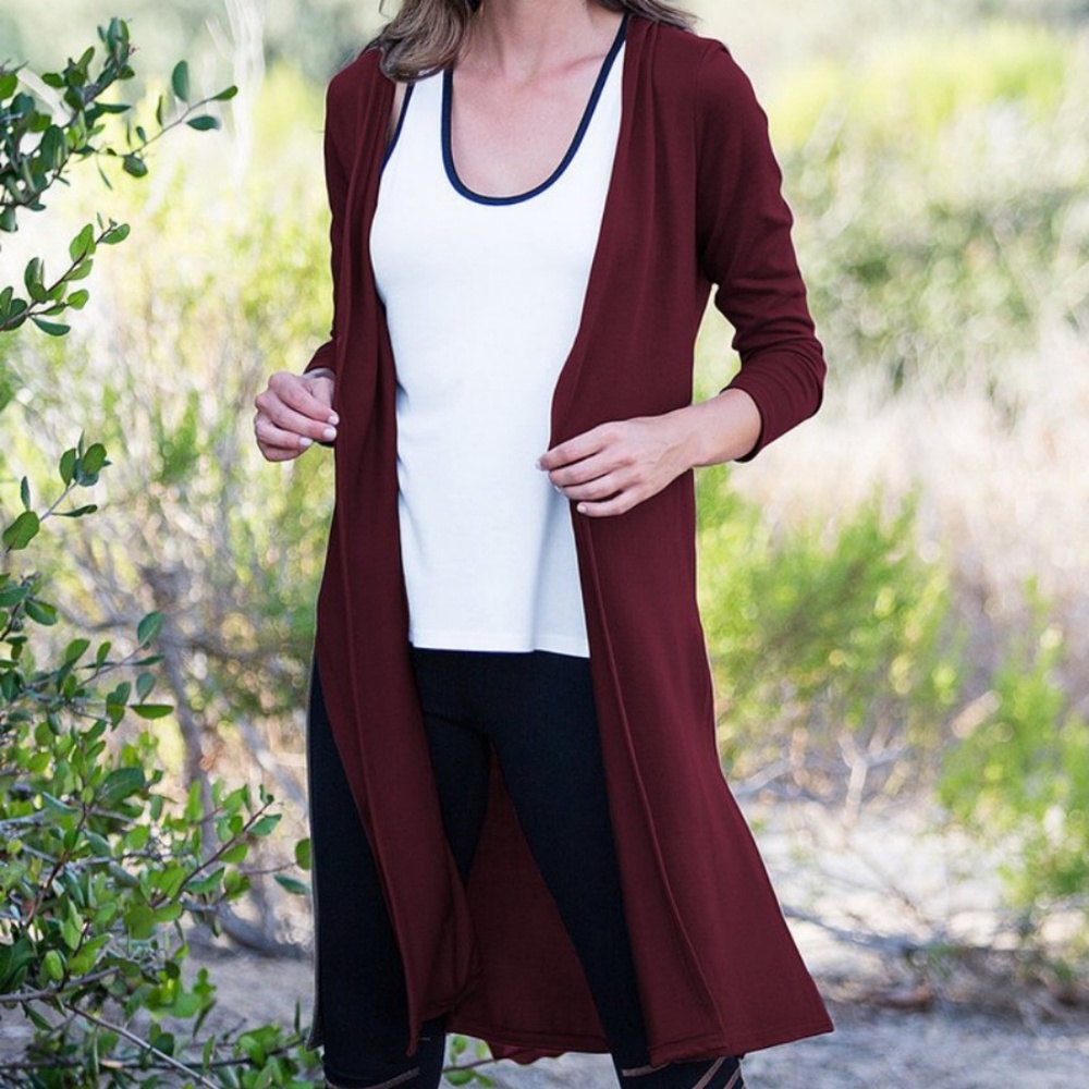 Longbody red/purple Longsleeve Split Hem Sweater